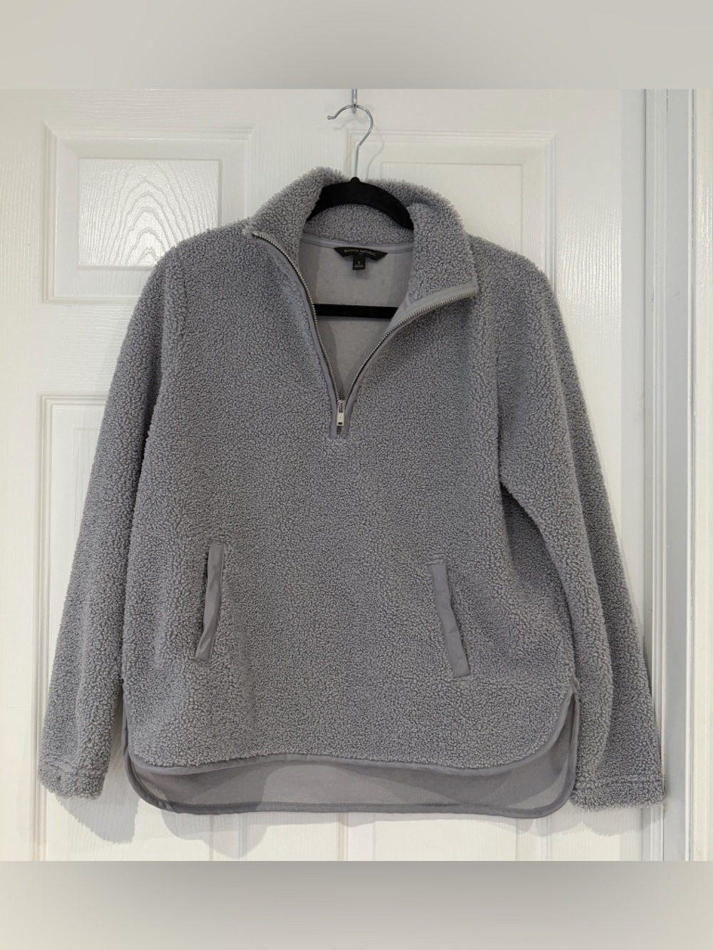 Banana Republic‎ Gray Fleece Quarter‑Zip Pullover S Soft Warm Casual Layer